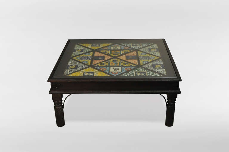 Midcentury Indian Old Tile Panels Converted into Coffee Tables In Excellent Condition In Chicago, IL