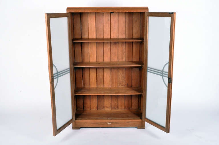 Burmese Art Deco Cabinet with Frosted Glass Doors