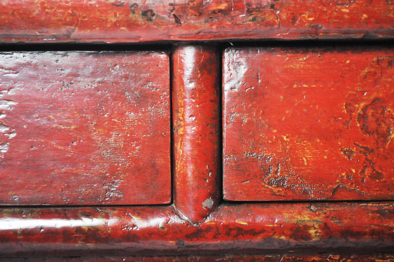 Chinese Red Lacquer Three-Drawer Coffer 2