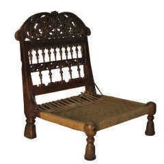 Wooden Pida Chair with Carving