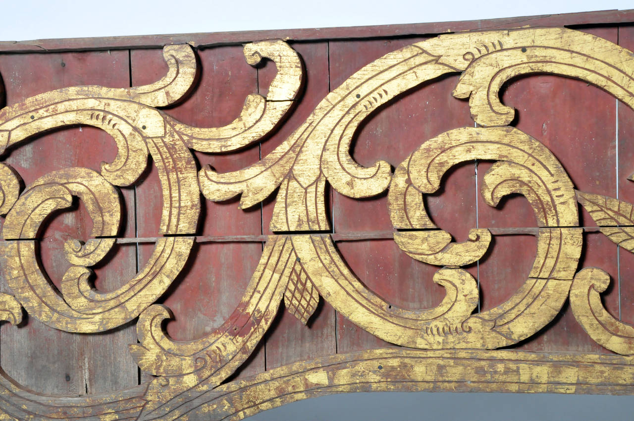 20th Century Gilt Teak Wood Architectural Fragment