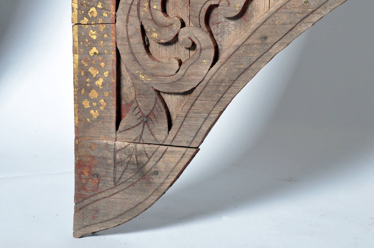 Thai Gilt Teak Wood Architectural Fragment