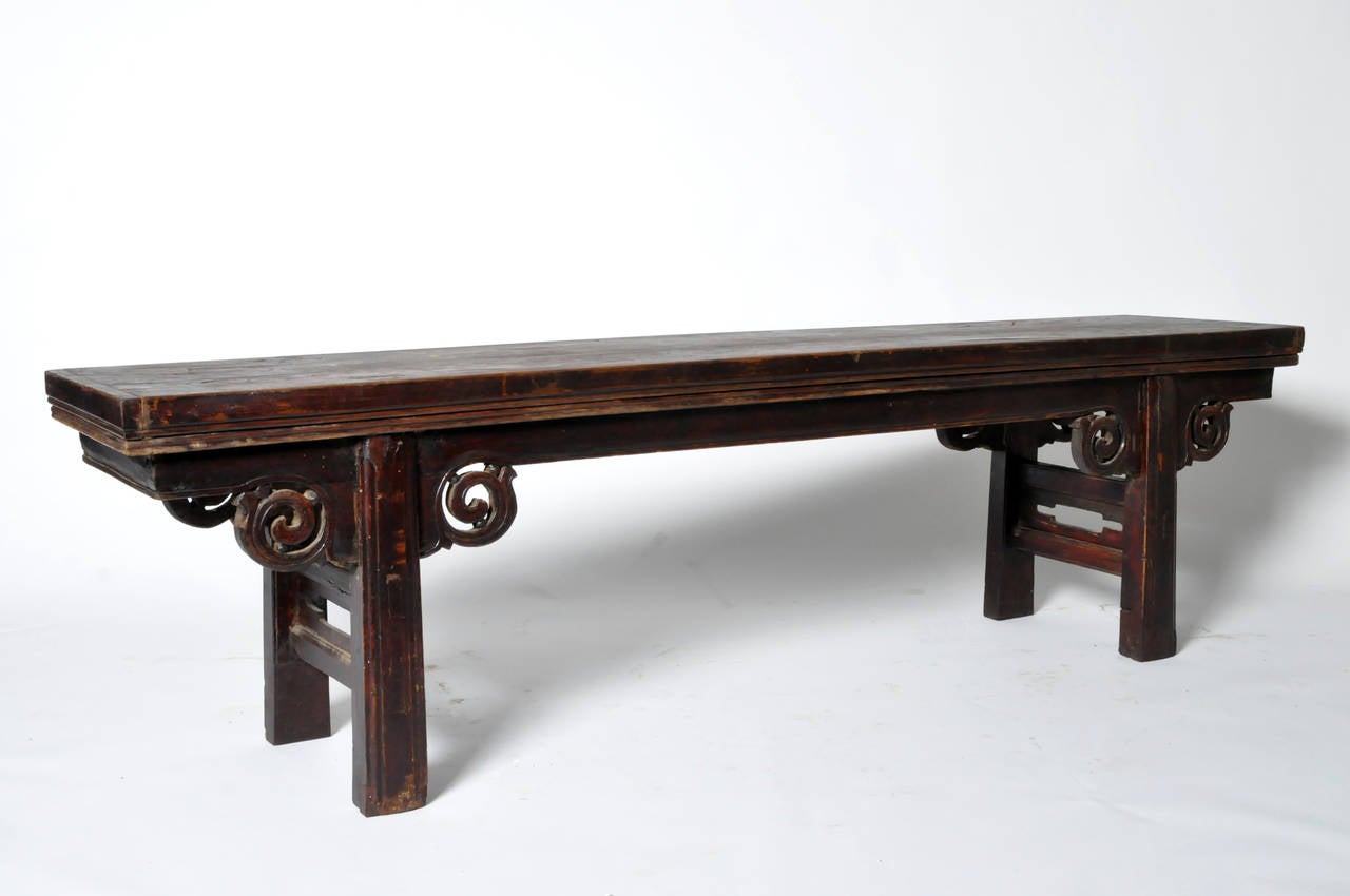 19th Century Chinese Elm Wood Bench