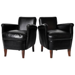 Pair of Petite Leather Club Chairs