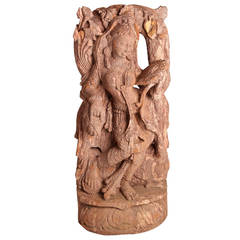 Carved Sandstone Sculpture of a Dancer