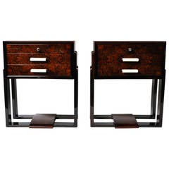 Pair of Hungarian Walnut Veneer Night Stands