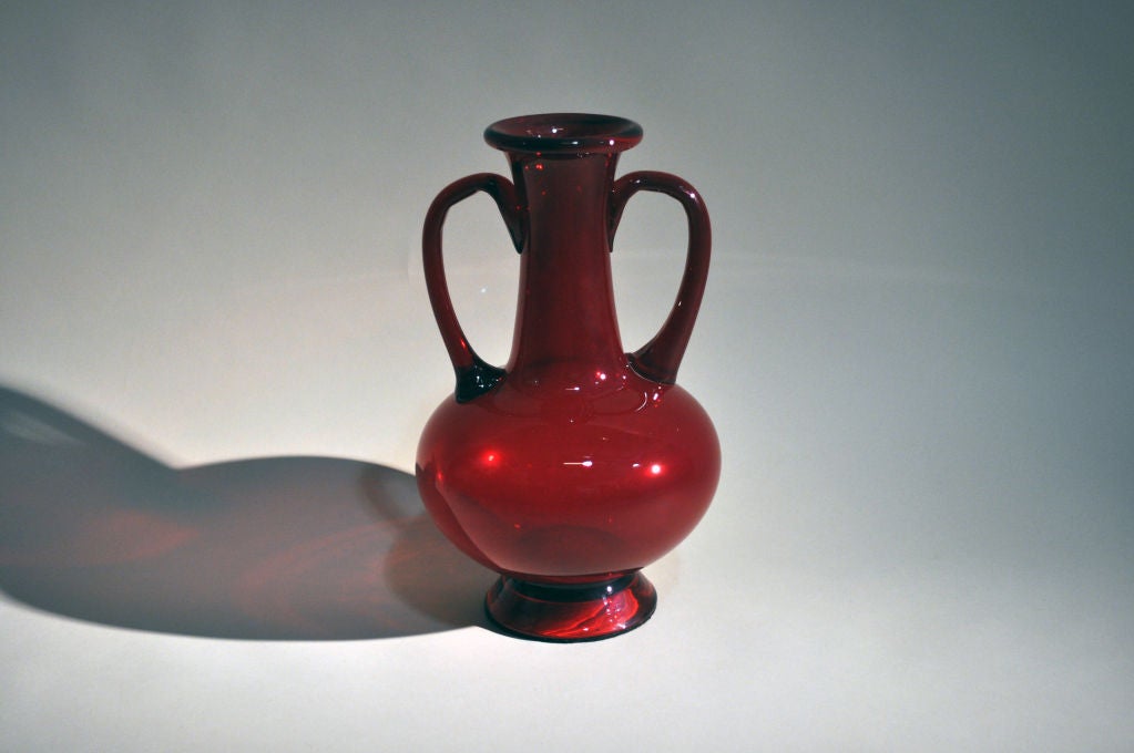 Solid Empoli Red Vase with Handle