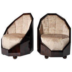 Pair of Walnut Veneer Cocoon Chairs