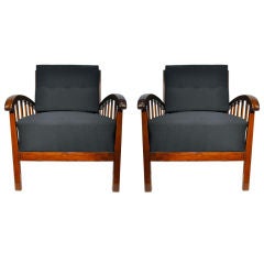 Pair of Art Deco Chairs with Spindles