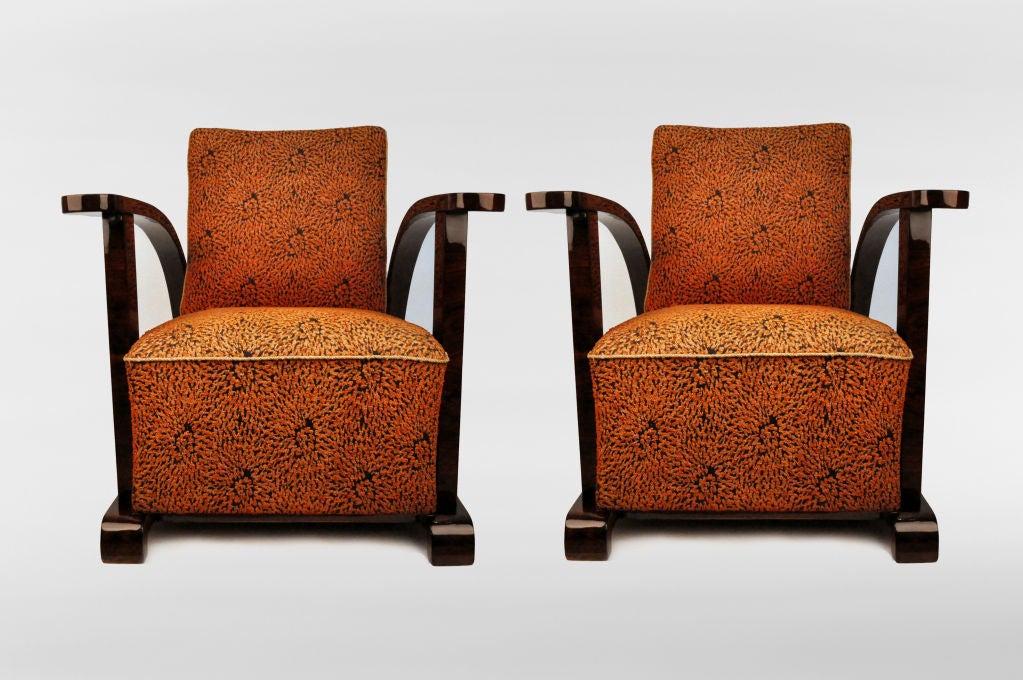 Hungarian Pair of Art Deco Arm Chairs