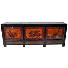 19th Century Mongolian Chest with Painted Facade
