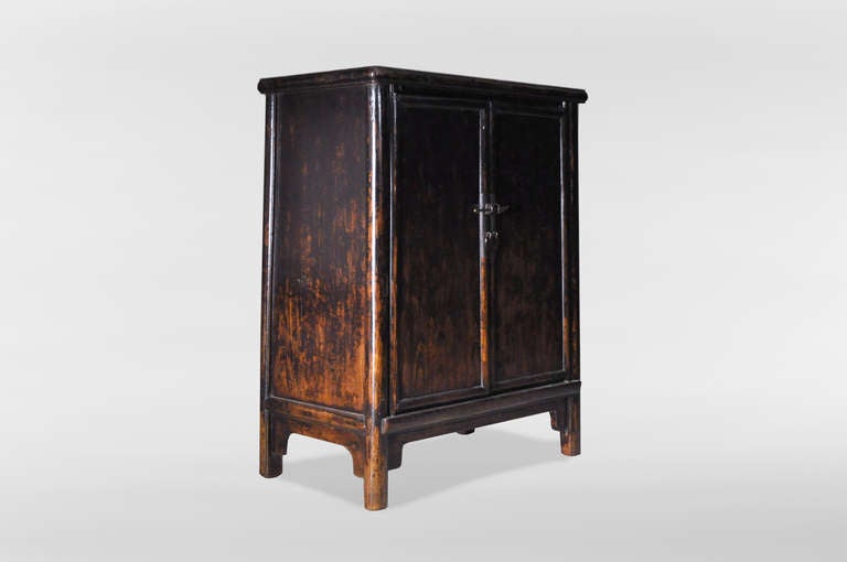 Chinese Tapered Side Cabinet with Original Lacquer Patina