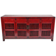 Antique Red Sideboard with Spindle Doors