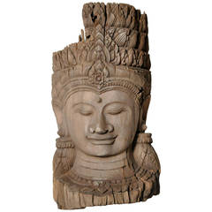 Cambodian Goddess Tree Carving