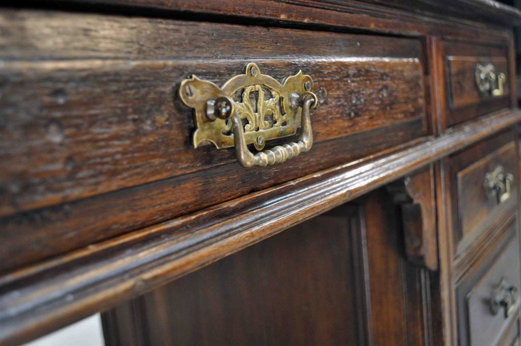 Teak British Colonial Desk with 5 Drawers