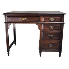 Antique British Colonial Desk with 5 Drawers