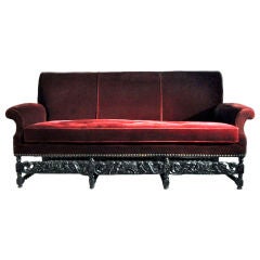Sofa with Carved Walnut Frame