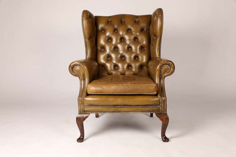 English Green Leather Chair