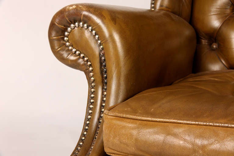 Mid-20th Century Green Leather Chair