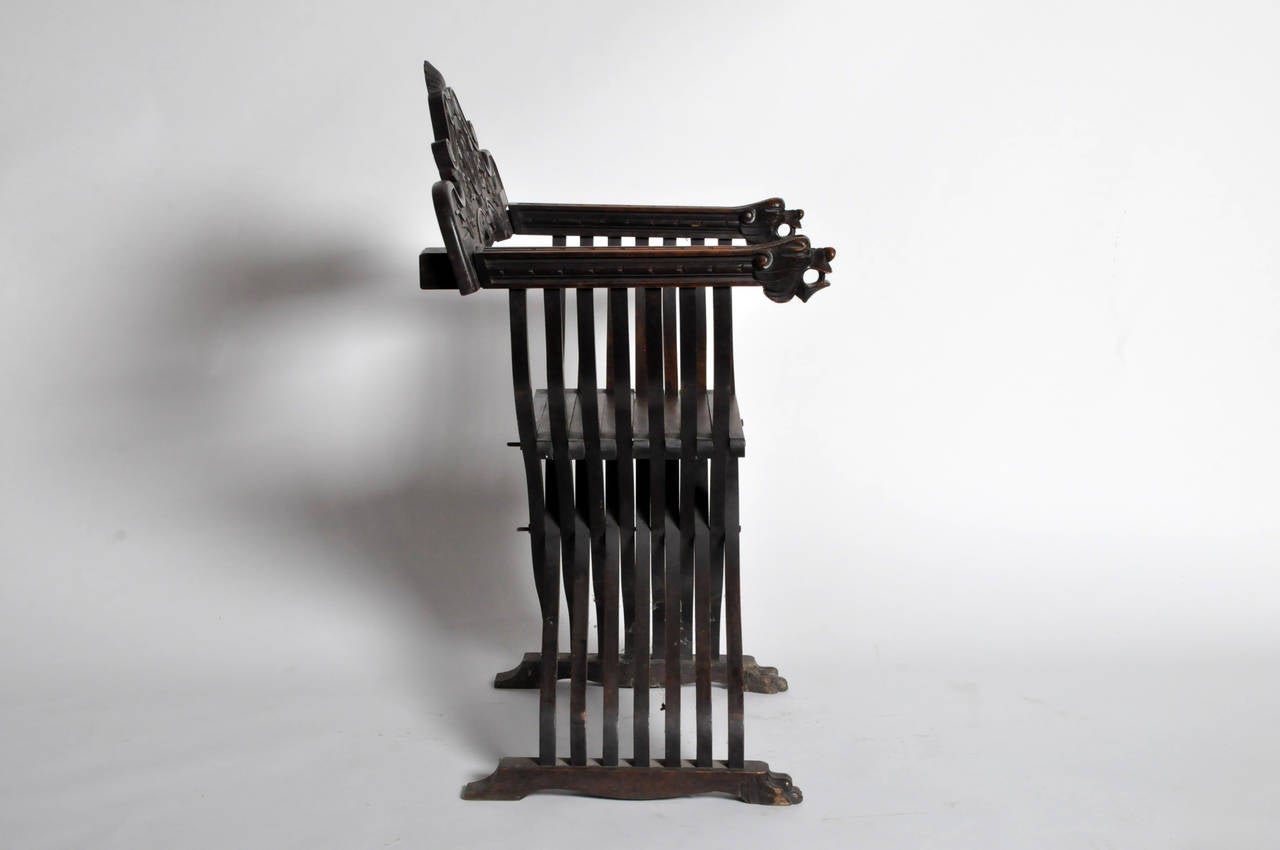 Walnut Pair of Italian Renaissance-Style Savonarola Chairs
