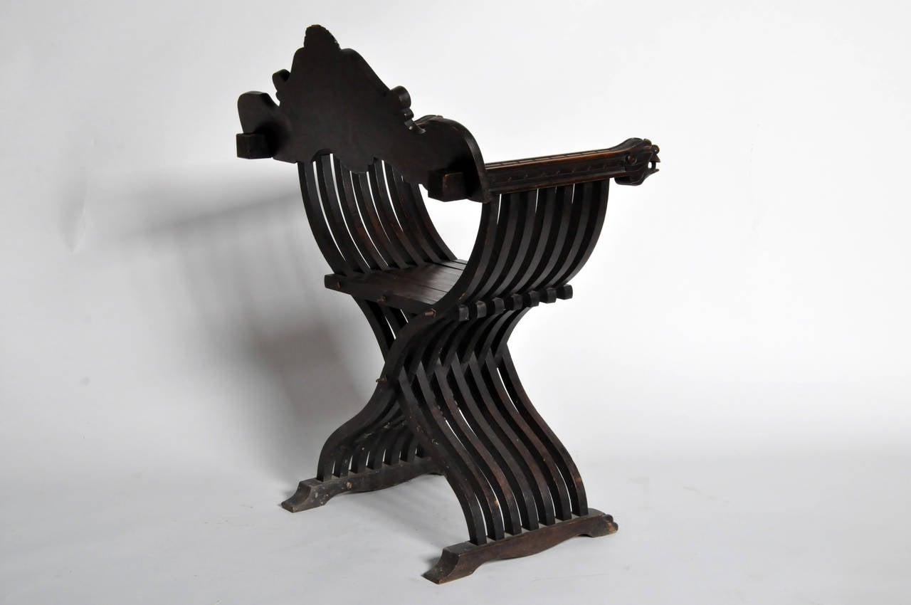 Pair of Italian Renaissance-Style Savonarola Chairs 1