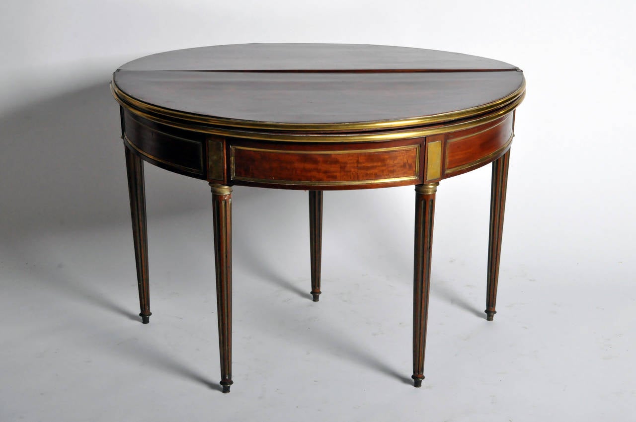 French Five-Leg Demi-Lune Game Table