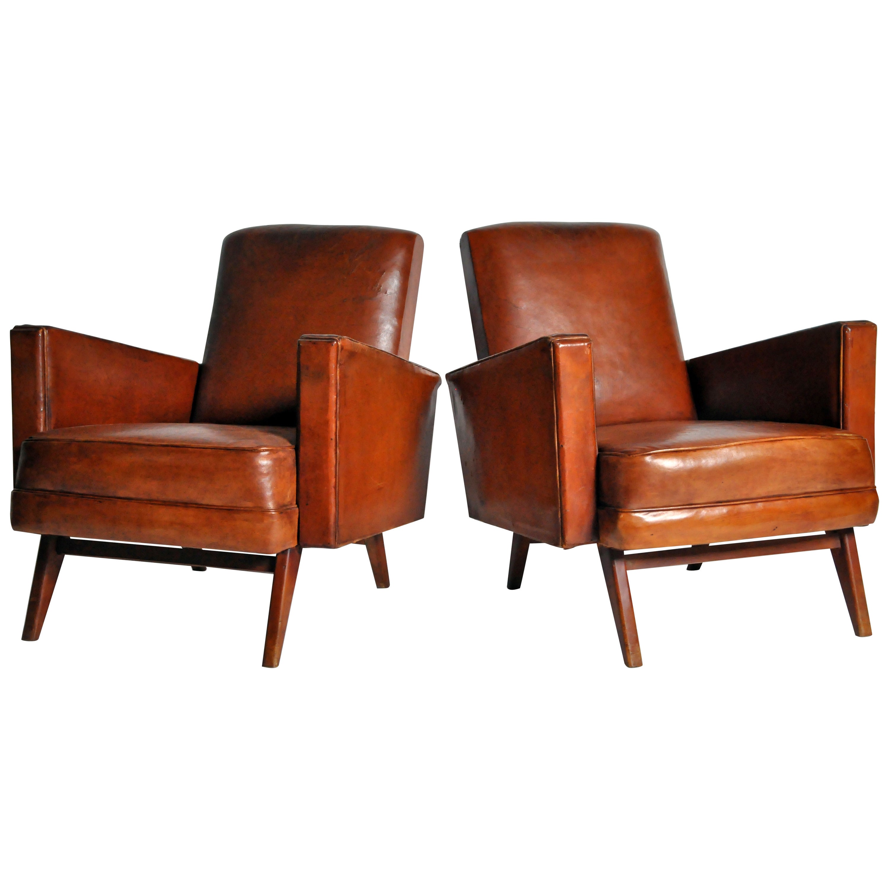 Pair of MidCentury Modern Square Armchairs at 1stDibs