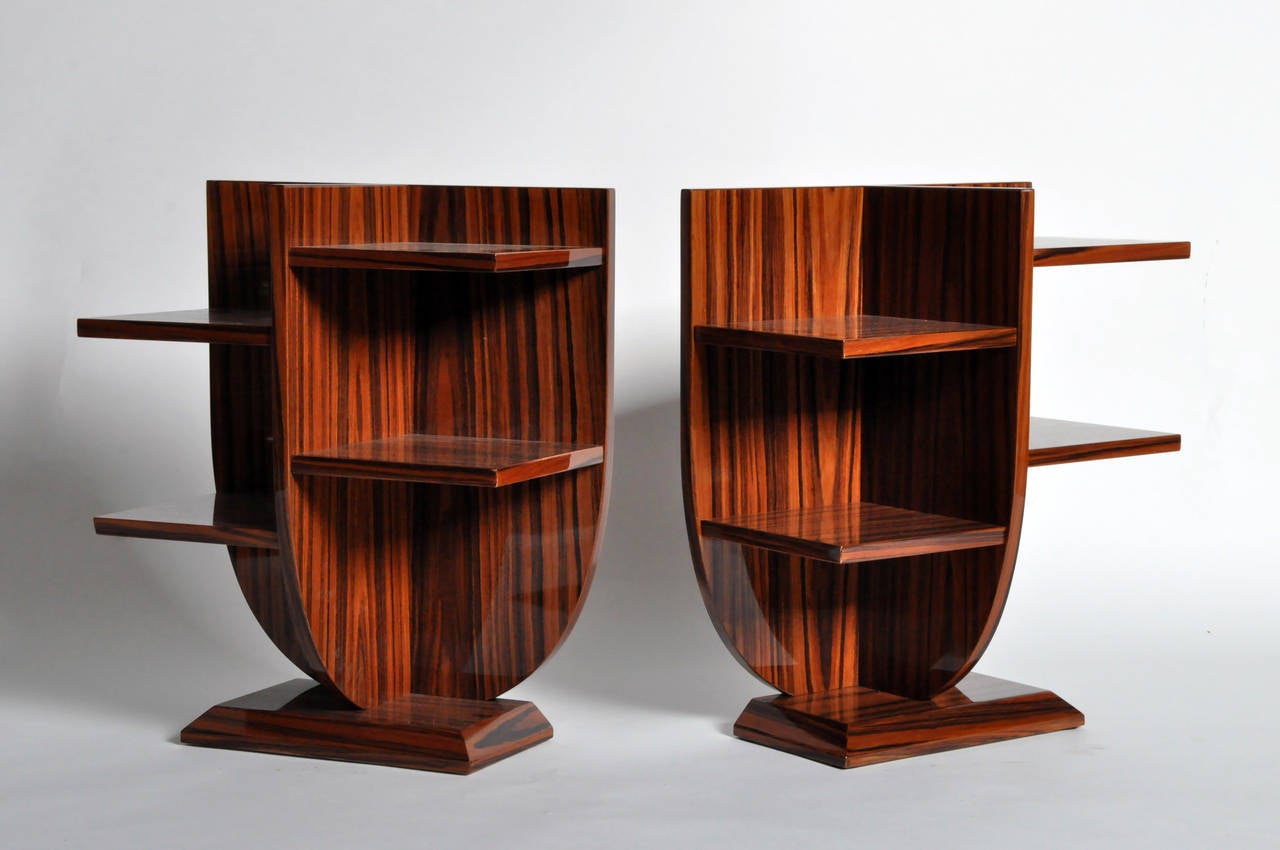 Pair of Diminutive Lyre-Form Display Tables