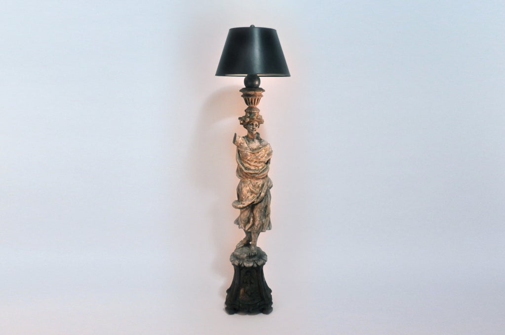 Château Carved Figure Torchiere