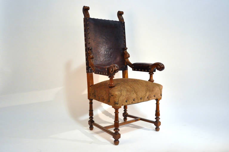 Carved Hungarian Neo-Renaissance Style Armchair