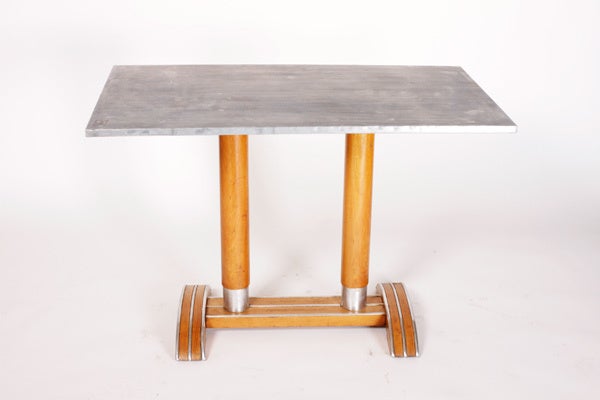 Mid-Century Modern French Bistro Table with Zinc Top