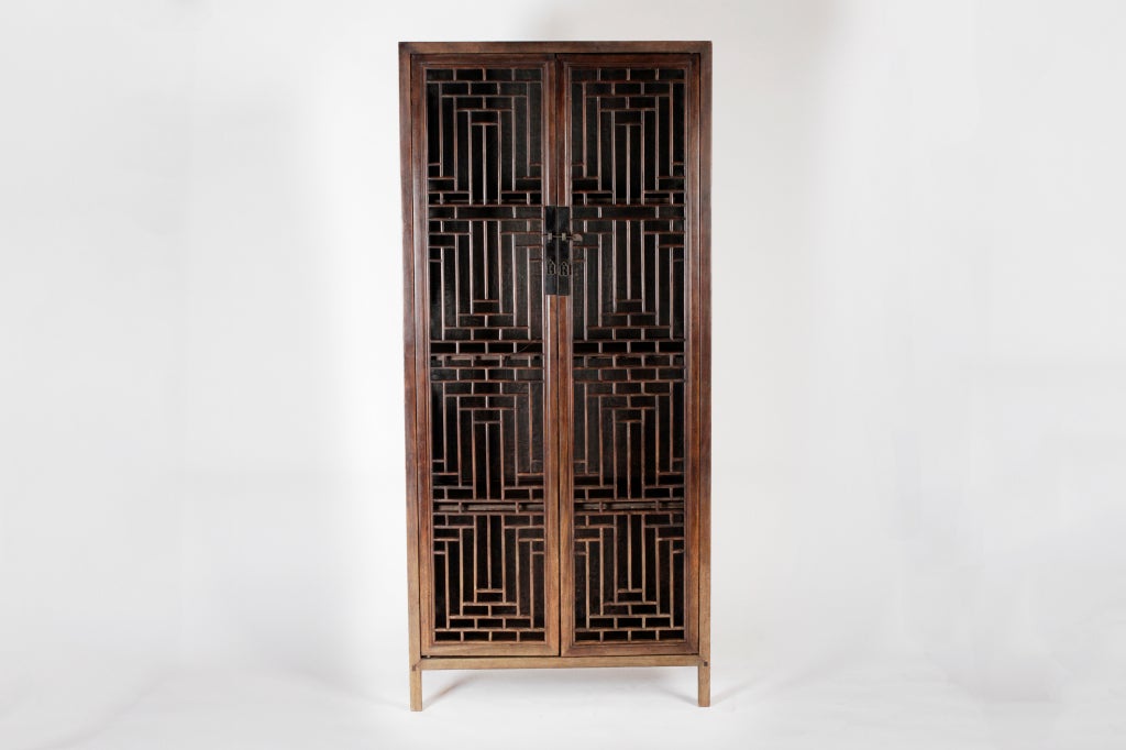 Rare Chinese Cabinets with Lattice Panels