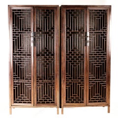 Rare Chinese Cabinets with Lattice Panels