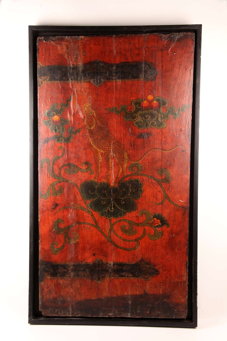 Indian Hand-Painted Red Lacquer Doors