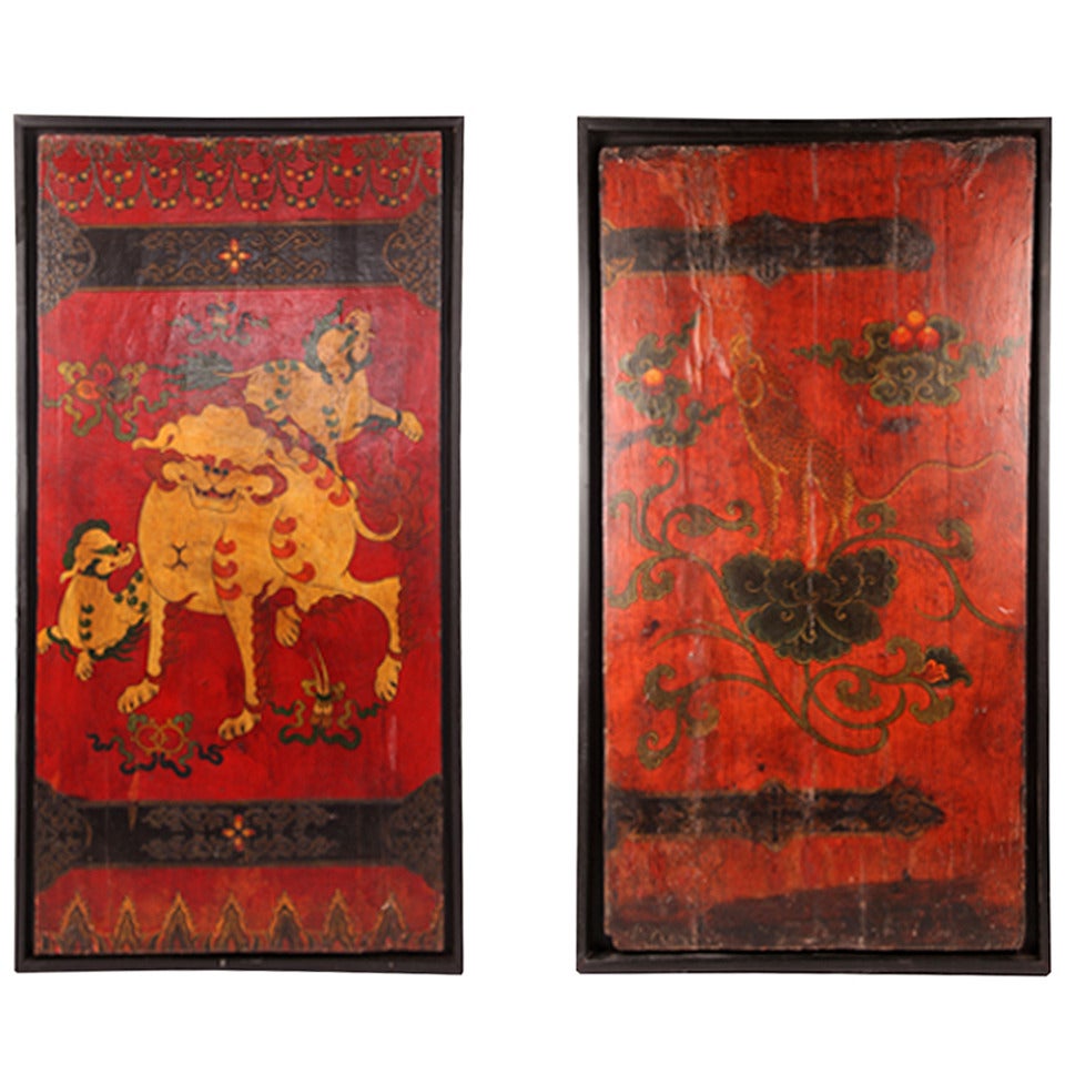 Hand-Painted Red Lacquer Doors