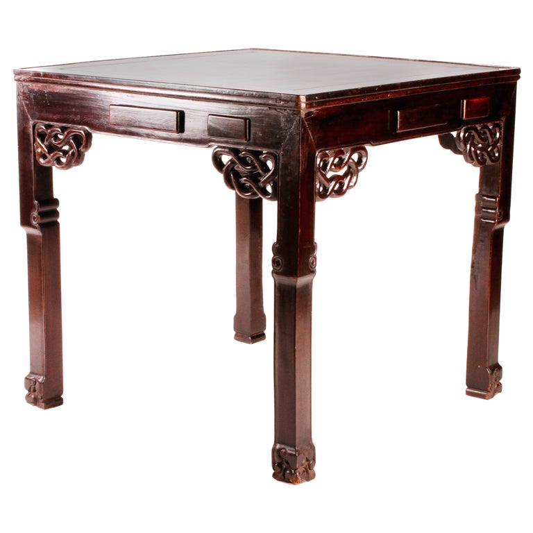 19th Century Chinese Game Table with Decorative Apron