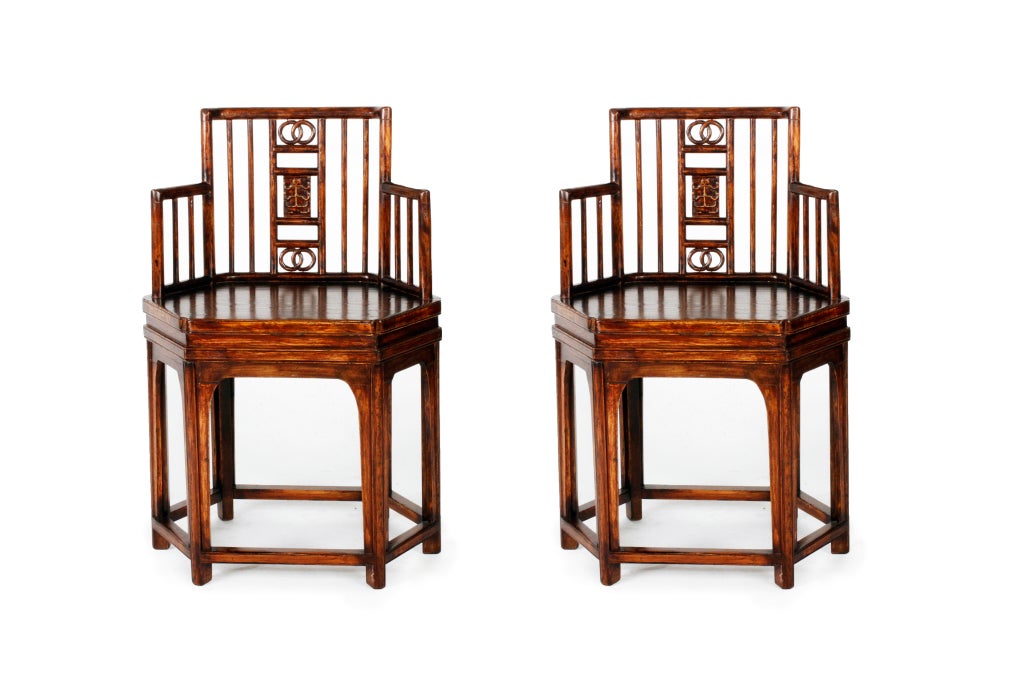 Pair of Chinese Hexagonal Armchairs