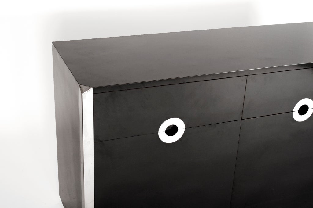 Credenza in Black Lacquer &ChromeWilly Rizzo for Pierre Cardin at 1stDibs