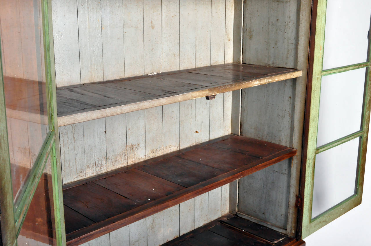 Early 20th Century British Colonial Display Cabinet with Two Drawers