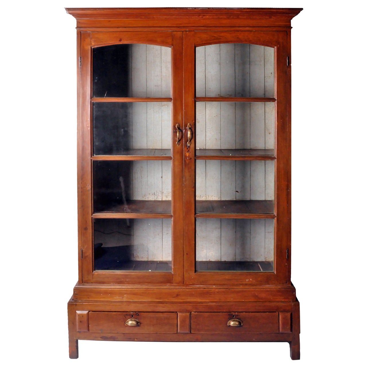 British Colonial Display Cabinet with Two Drawers