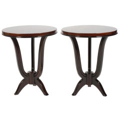 Art Deco Round End Table with Three Legs