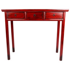 Chinese Side Table with Round Legs & 3 Drawers