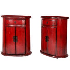 Pair of 19th Century Oval Side Chests with Restoration