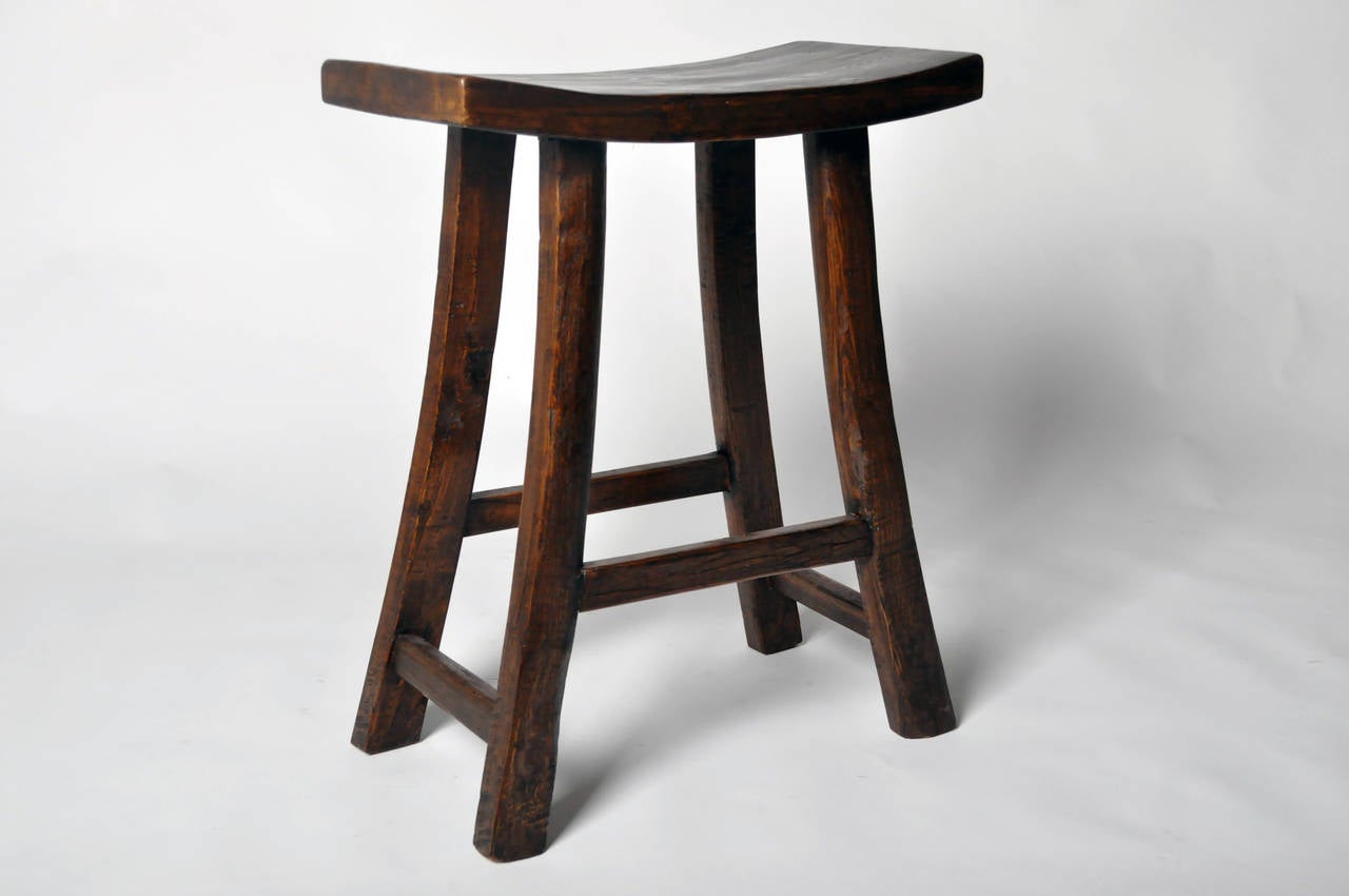 19th Century Wooden Stool In Excellent Condition In Chicago, IL