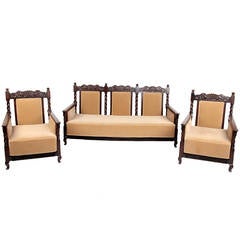 Antique 3 Piece British Colonial Living Room Suite