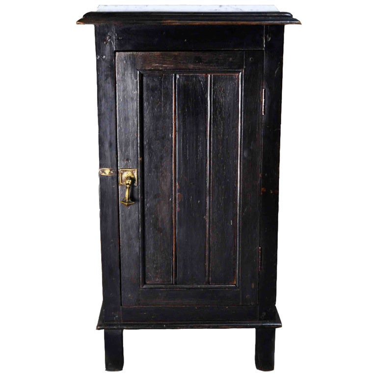 British Colonial Tapered Side Chest with Marble Top