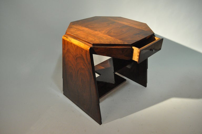 Art Deco Octagonal Side Table with Drawer