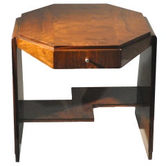 Art Deco Octagonal Side Table with Drawer