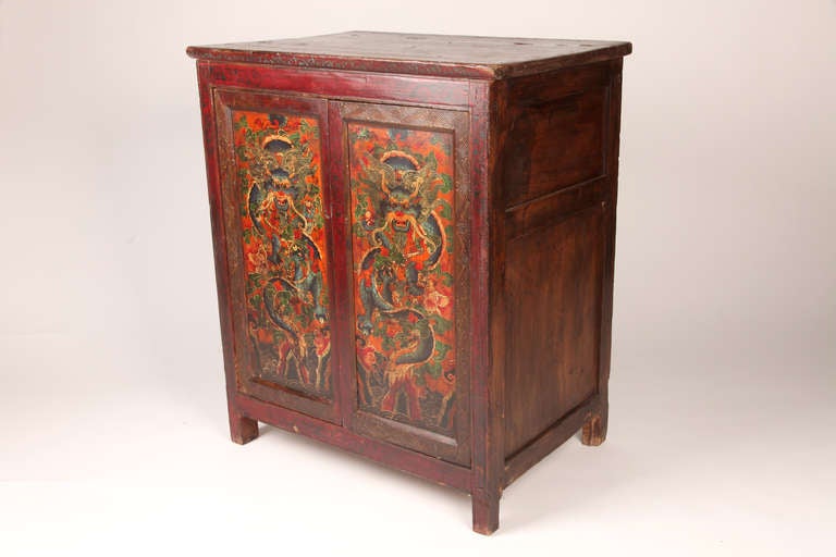 Painted Tibetan Chest In Excellent Condition In Chicago, IL