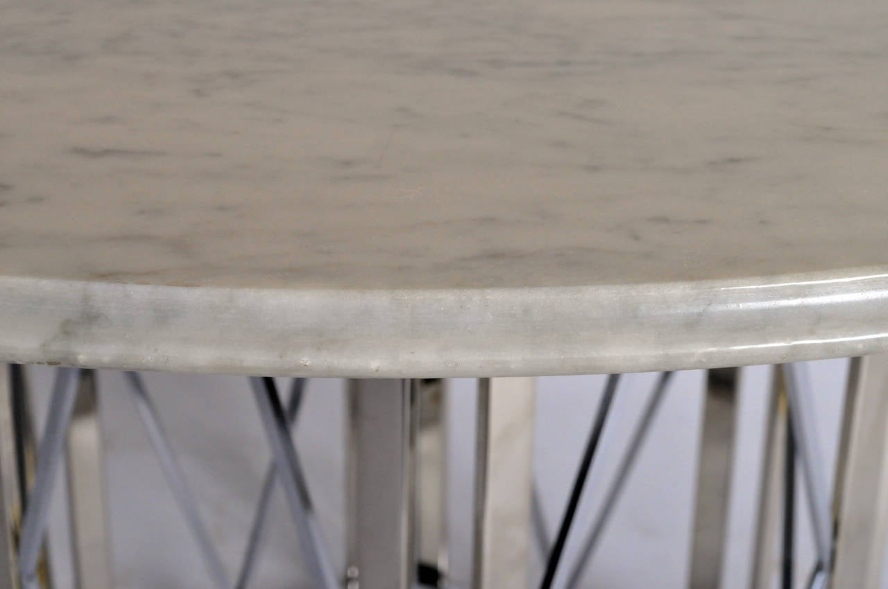 Mid-20th Century Round Marble-Top Table with Metal Base by Jansen